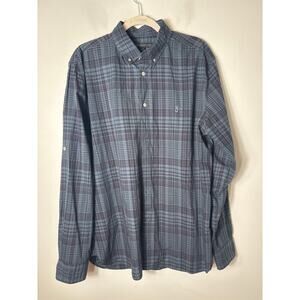 Men's John Varvatos Greenish Gray Plaid Long Sleeve Linen Shirt Sz M